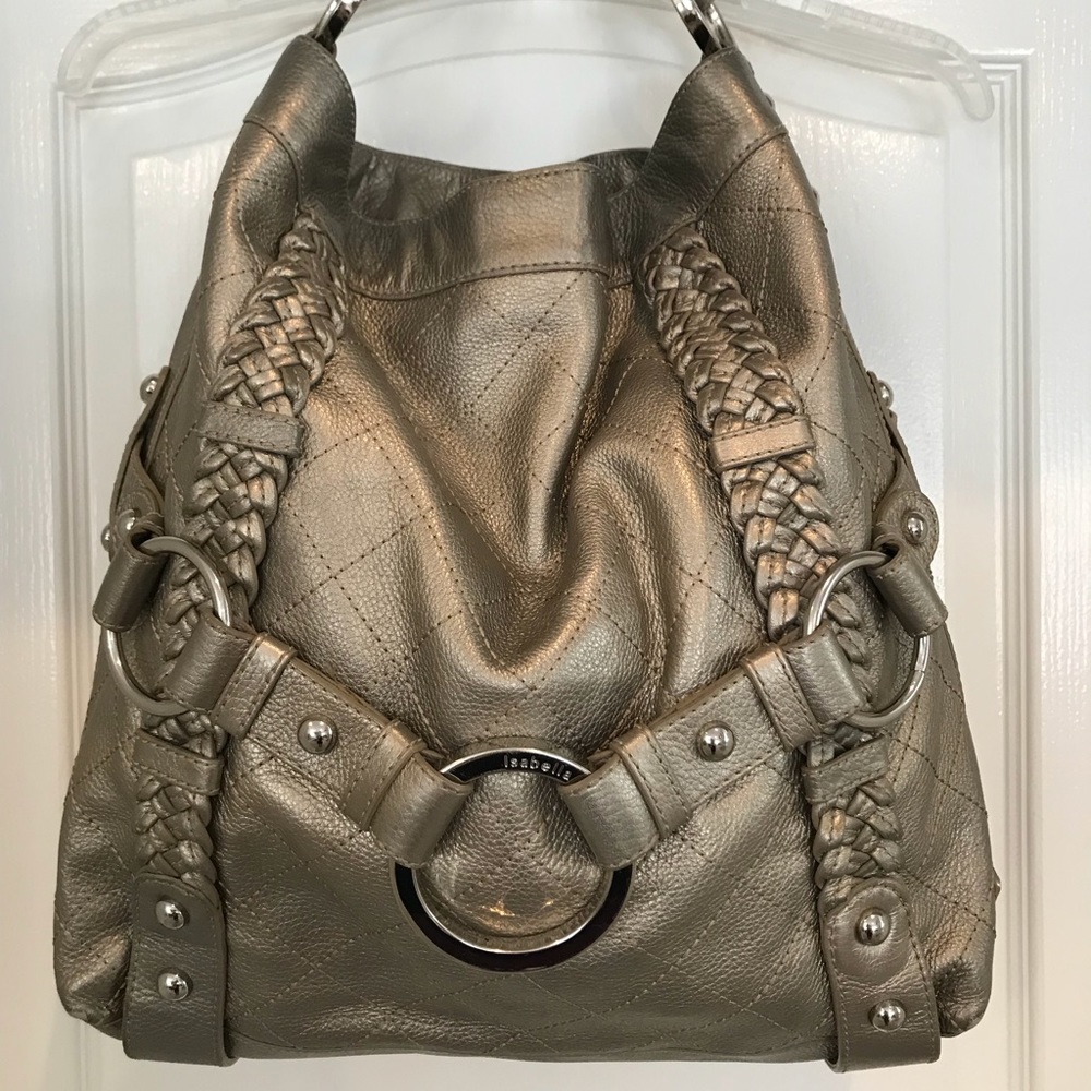 Isabella Fiore Carina Platinum Metallic Handbag